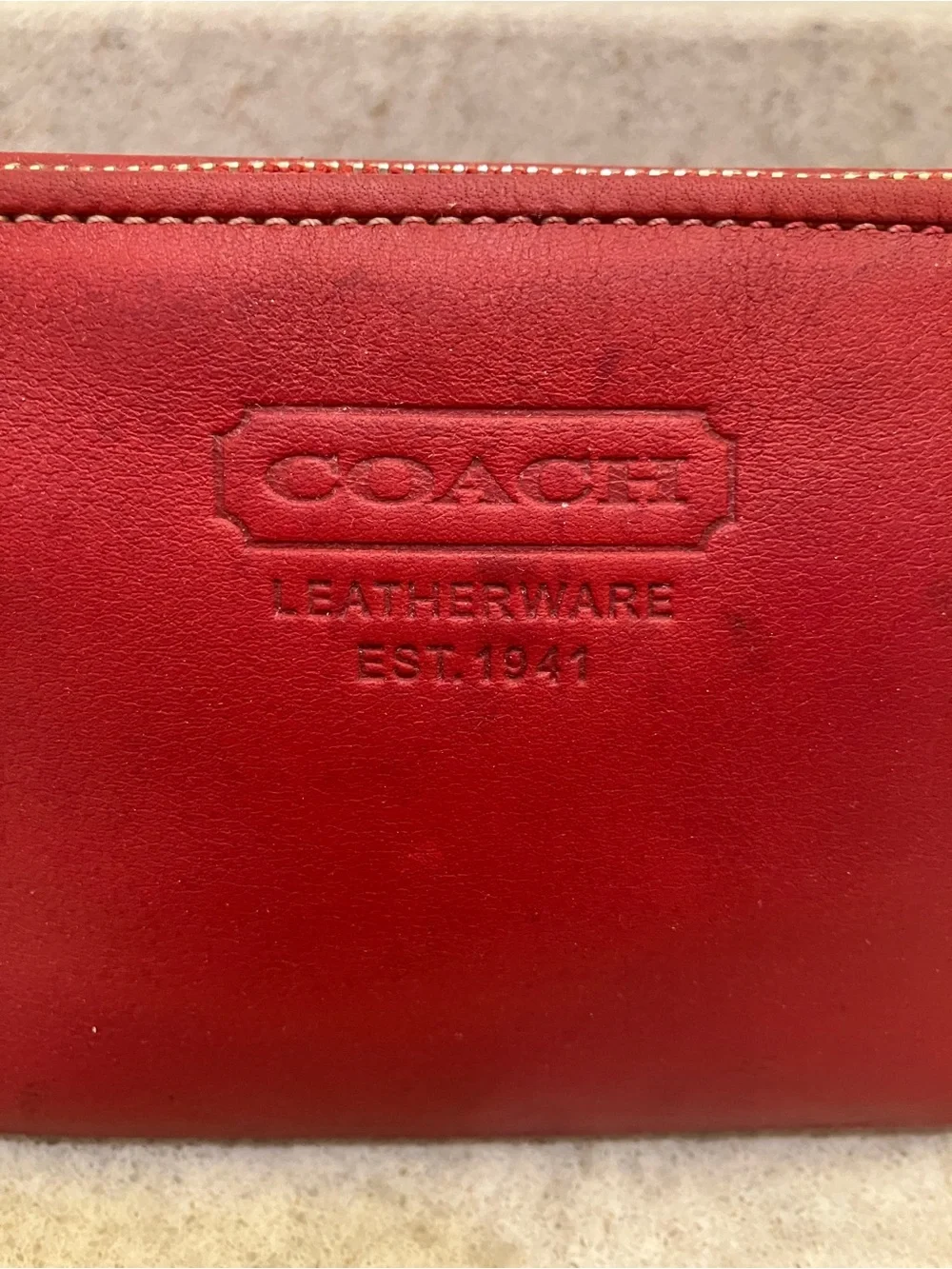 Vintage COACH Red/Burgandy Leather Accessory Cosmetic Bag